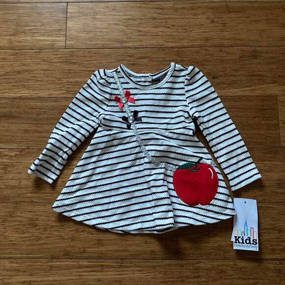 NWT Kids Headquarters Striped Appliqué Dress, Size 18M - Picture 1 of 7